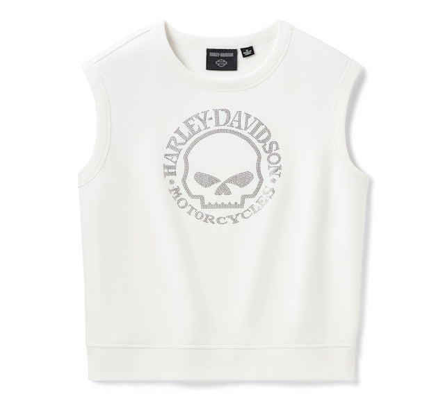 Sweat-shirt sans manches Willie G Skull Bling pour femmes - Cloud Dancer