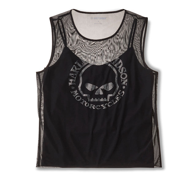 Haut en maille Willie G Skull Bling pour femmes - Harley Black
