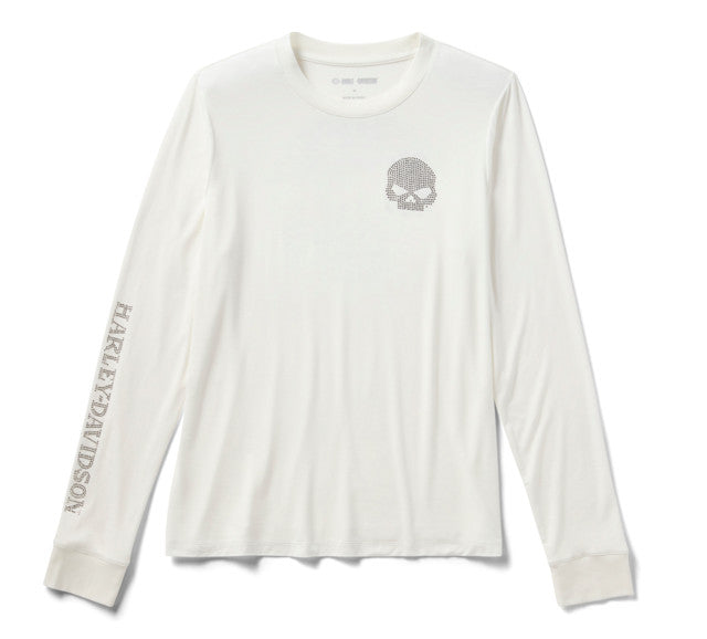 Haut à manches longues Willie G Skull Bling pour femmes - Cloud Dancer