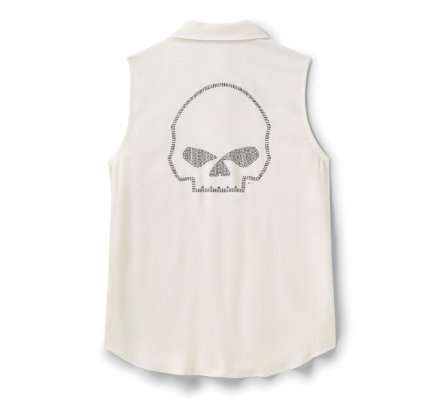 Chemise sans manches Willie G Skull Bling pour femmes - Cloud Dancer