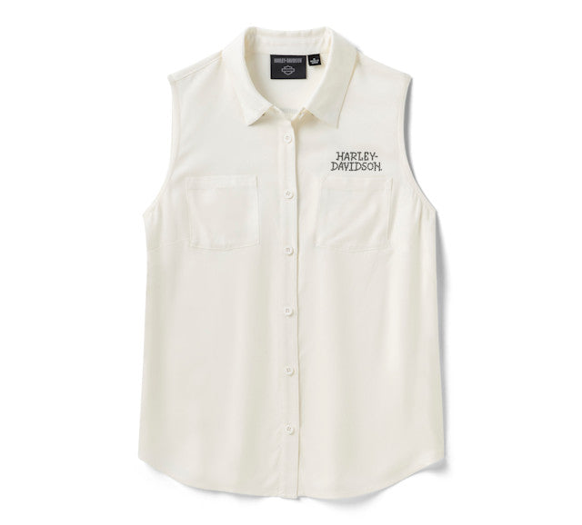 Chemise sans manches Willie G Skull Bling pour femmes - Cloud Dancer