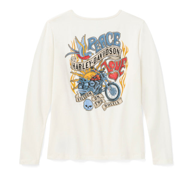 T-shirt Bling Freedom on Wheels à manches longues pour femmes - Cloud Dancer