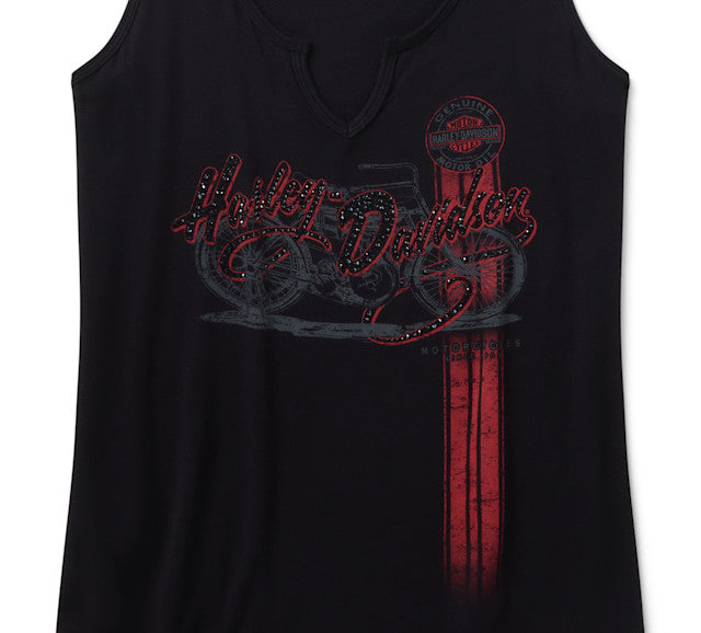 Débardeur Bling Rally n Ride à col cranté pour femmes - Harley Black