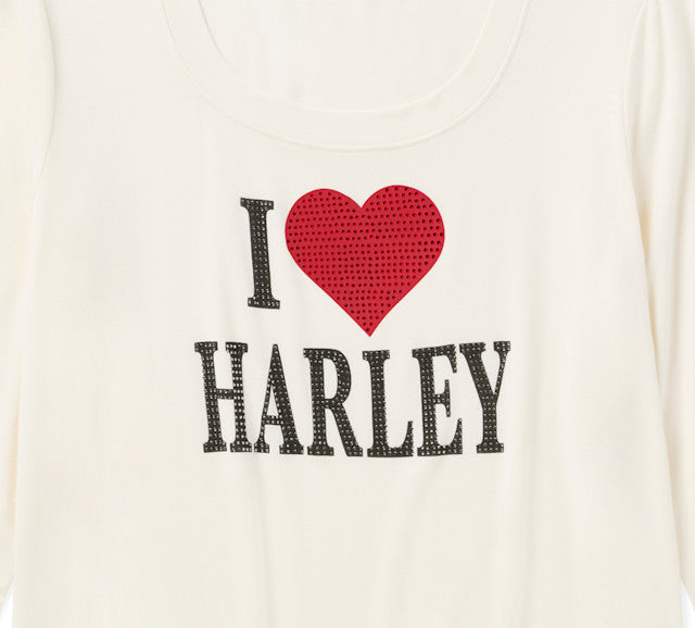 T-shirt Bling I Love Harley à manches longues pour femmes - Cloud Dancer