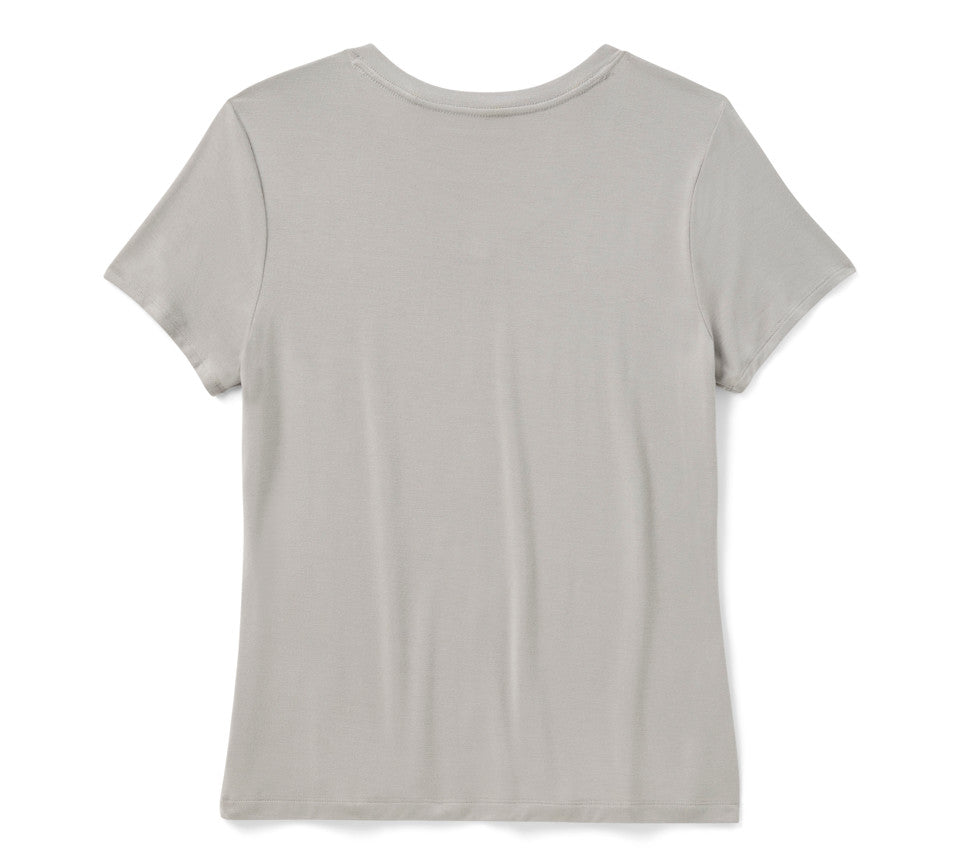 T-shirt Bling Highway Rider à manches courtes et col en V pour femmes - Ghost Grey