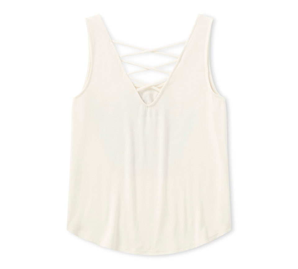 Débardeur Bling H-D Road Trip à lacets dans le dos pour femmes - Cloud Dancer