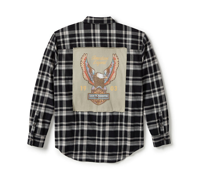 Chemise à manches longues Patch Woven - Plaid - Harley Black & Ghost Gray