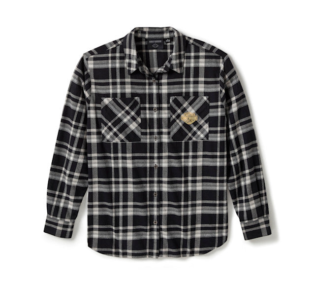 Chemise à manches longues Patch Woven - Plaid - Harley Black & Ghost Gray