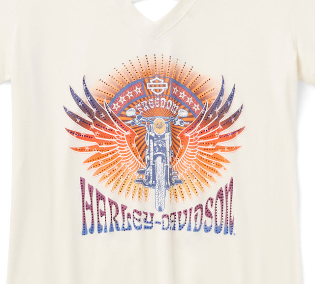 T-shirt à manches courtes Bling Sunset Ride à dos lacé - Cloud Dancer