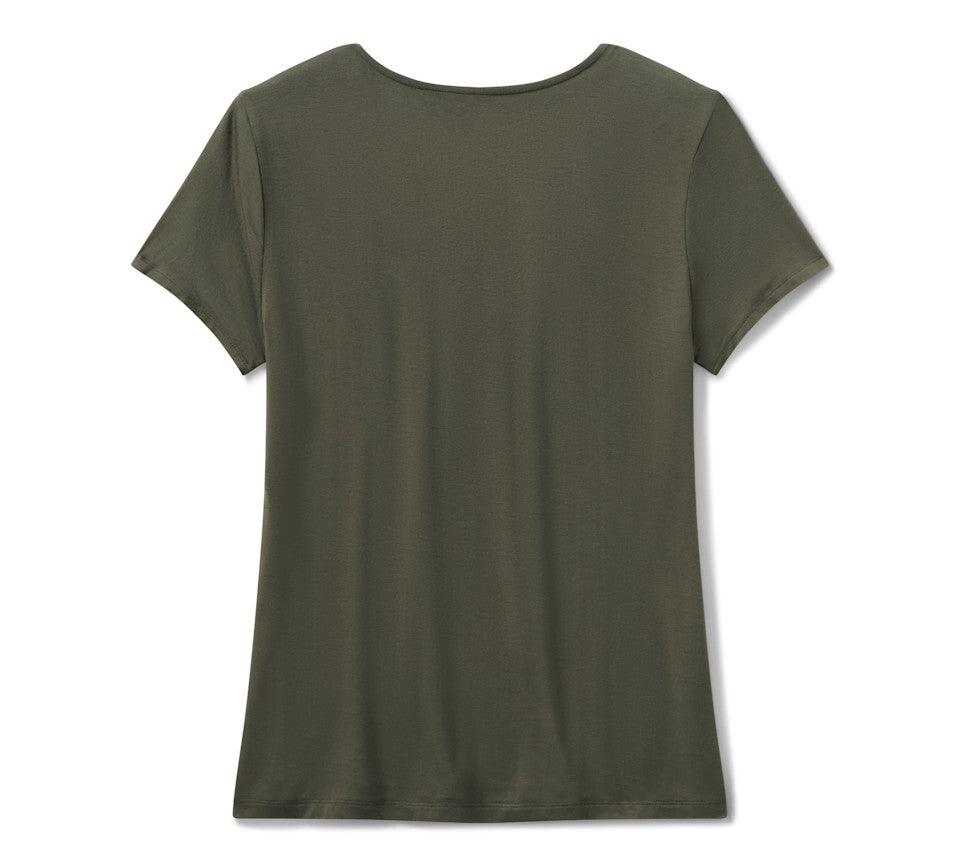 T-shirt à manches courtes Bling Dark Angel à lacets sur le devant - Grape Leaf