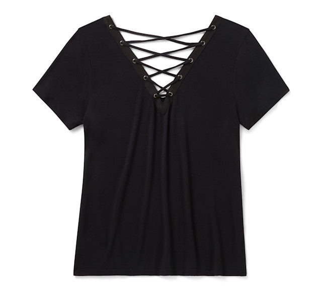 T-shirt à manches courtes Bling H-D® Afterlife à dos lacé - Harley Black