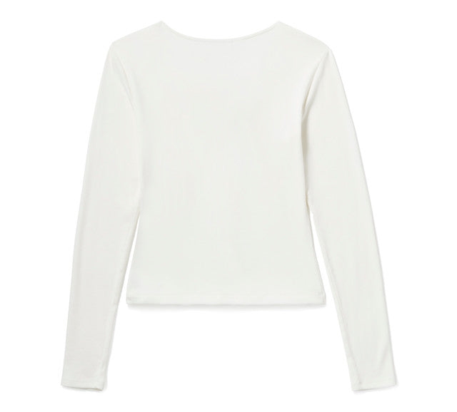 Haut à manches longues à lacets - Cloud Dancer