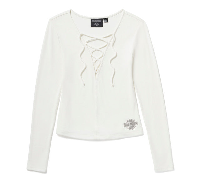 Haut à manches longues à lacets - Cloud Dancer