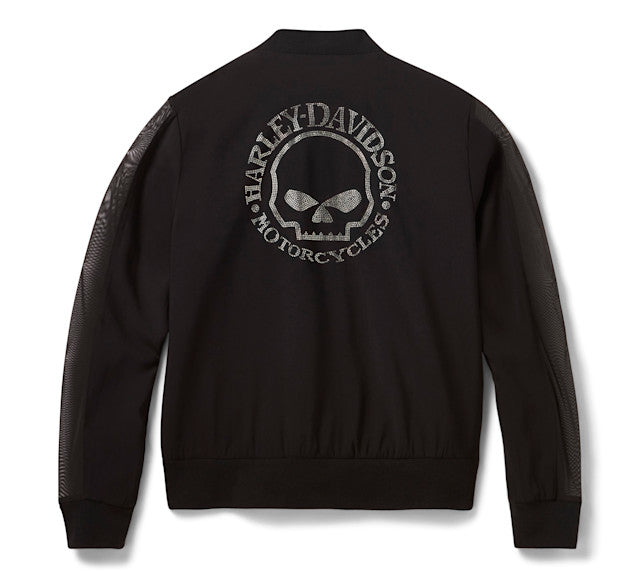 Blouson aviateur Willie G Skull Bling pour femmes